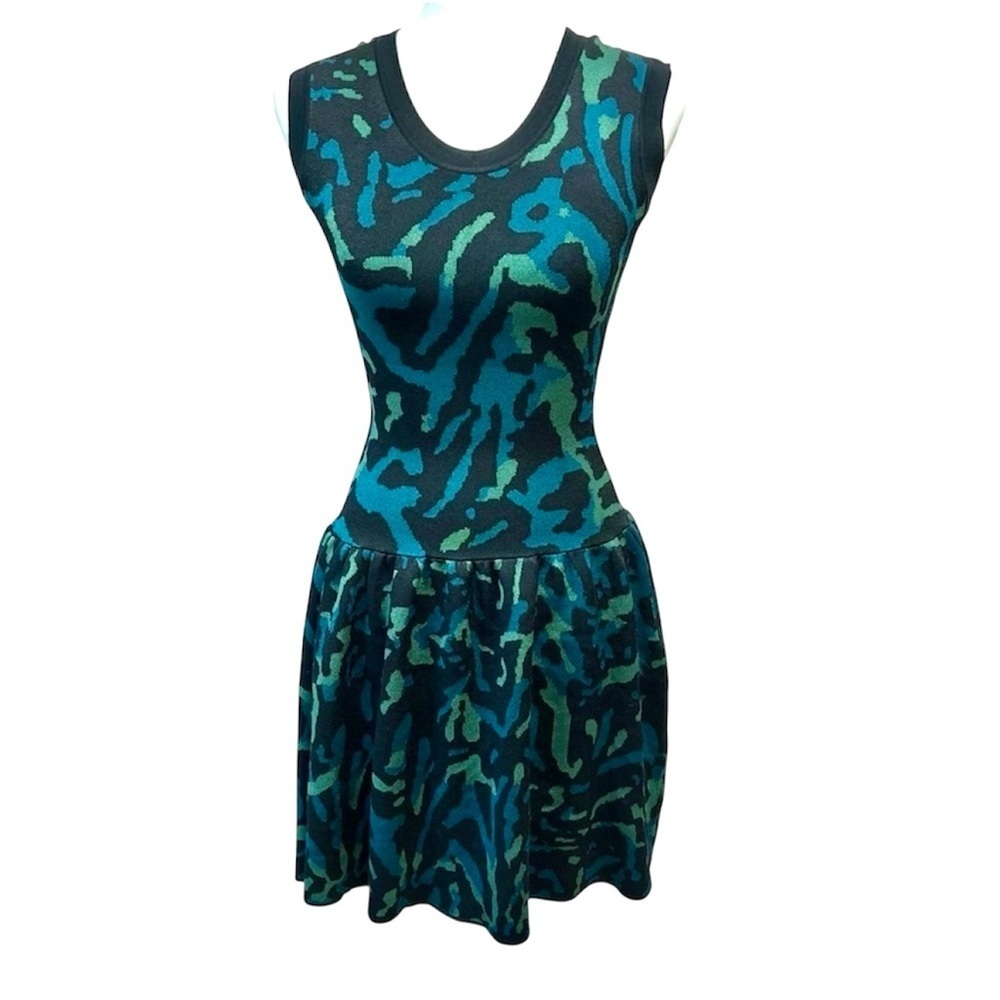 NWT Torn by Ronny Kobo Knit Peacock Tiger Leopard Print Knit Dress